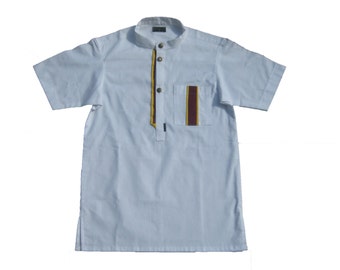 Mens Woodin Cotton Shirt with Pocket, White, by Allswell. Free US Shipping.