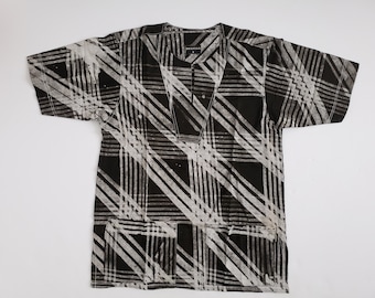 VENTE: Chemise Batik Delitak pour hommes, noir et blanc