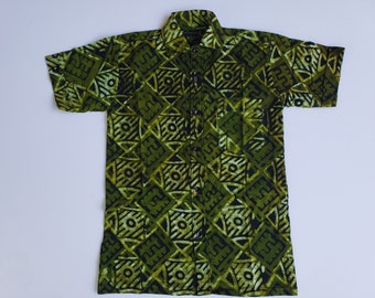 Delitak Mens Obstacle Batik Shirt, Vert et Noir, Livraison GRATUITE AUX ÉTATS-UNIS