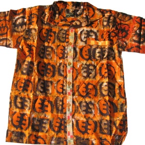 Allswell Men&#39;s Batik Shirt, Dark Orange and Black, Free US shipping