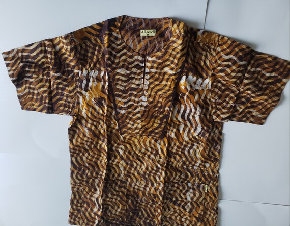 SALE Allswell Mens Batik Shirt Brown Pattern Etsy UK