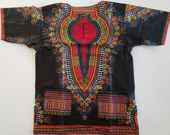 Delitak Unisex Dashiki, Black and Red