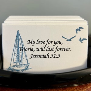 100 Deluxe Hand-Stamped and Personalized Scripture Cards/He Knows Your Name and Speaks to you by Name: On the Sea