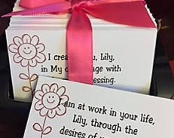 100 Deluxe Hand-Stamped Personalized Scripture Cards/He Knows Your Name and Speaks to you by Name: Grow in His Promises