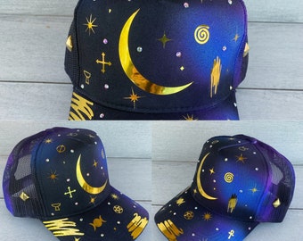 Celestial Magick Hand Painted Snapback Hat