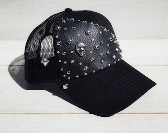 Black Spike Studded Cuffed Beanie, Skull Cap, Winter Hat, Rocker