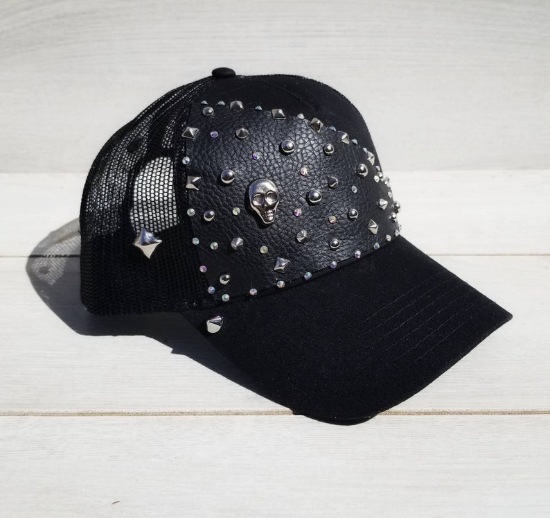Skulls and Spikes Couture Snapback Hat Ball Cap Etsy