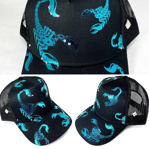 Scorpion Turquoise Foil Print Snapback Hat