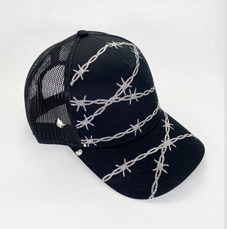 Barbed Wire Print Snapback Hat Etsy