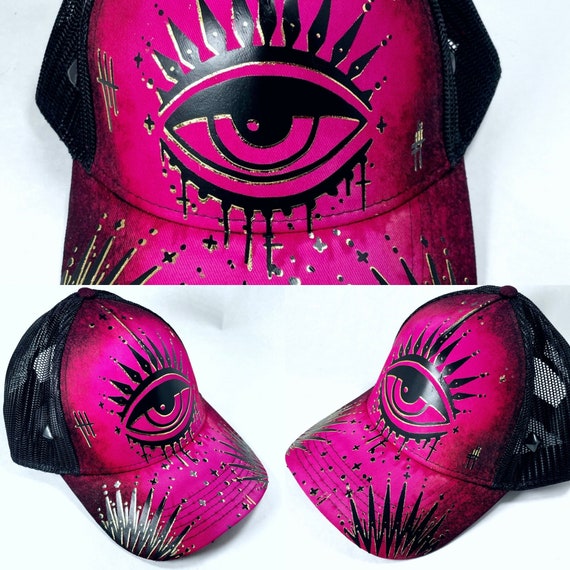 Hand Dyed Evil Eye Snapback Hat - Etsy display picture 3