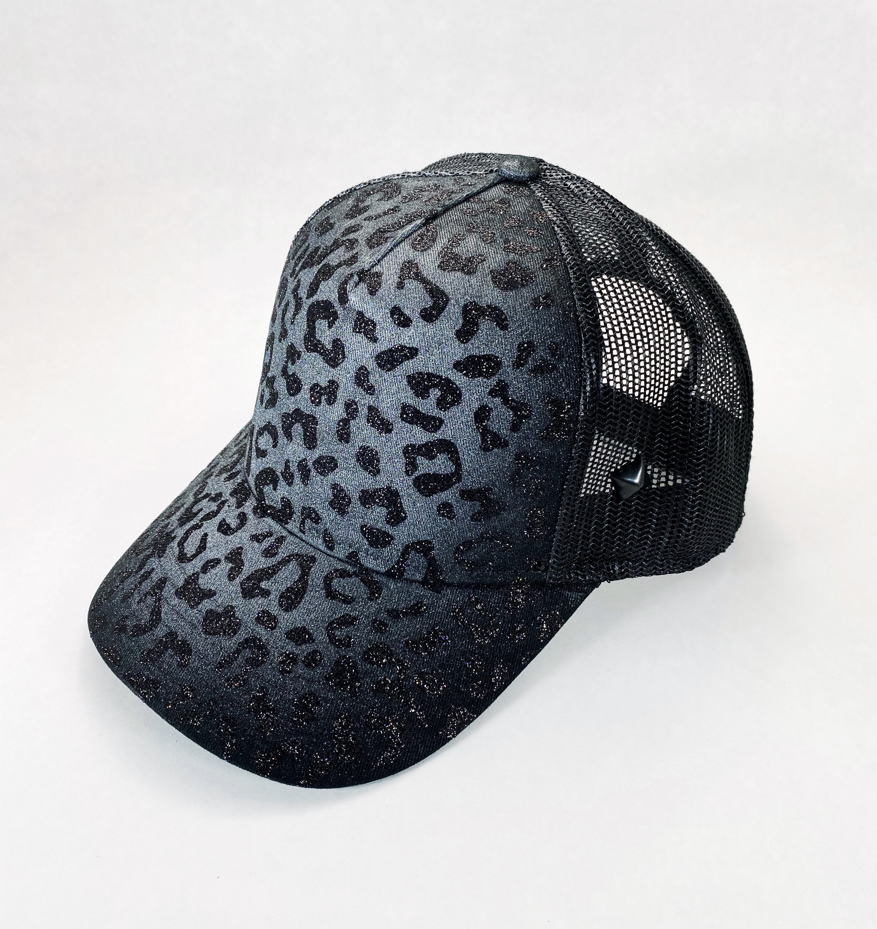 Black Leopard Print Snapback Hat Etsy