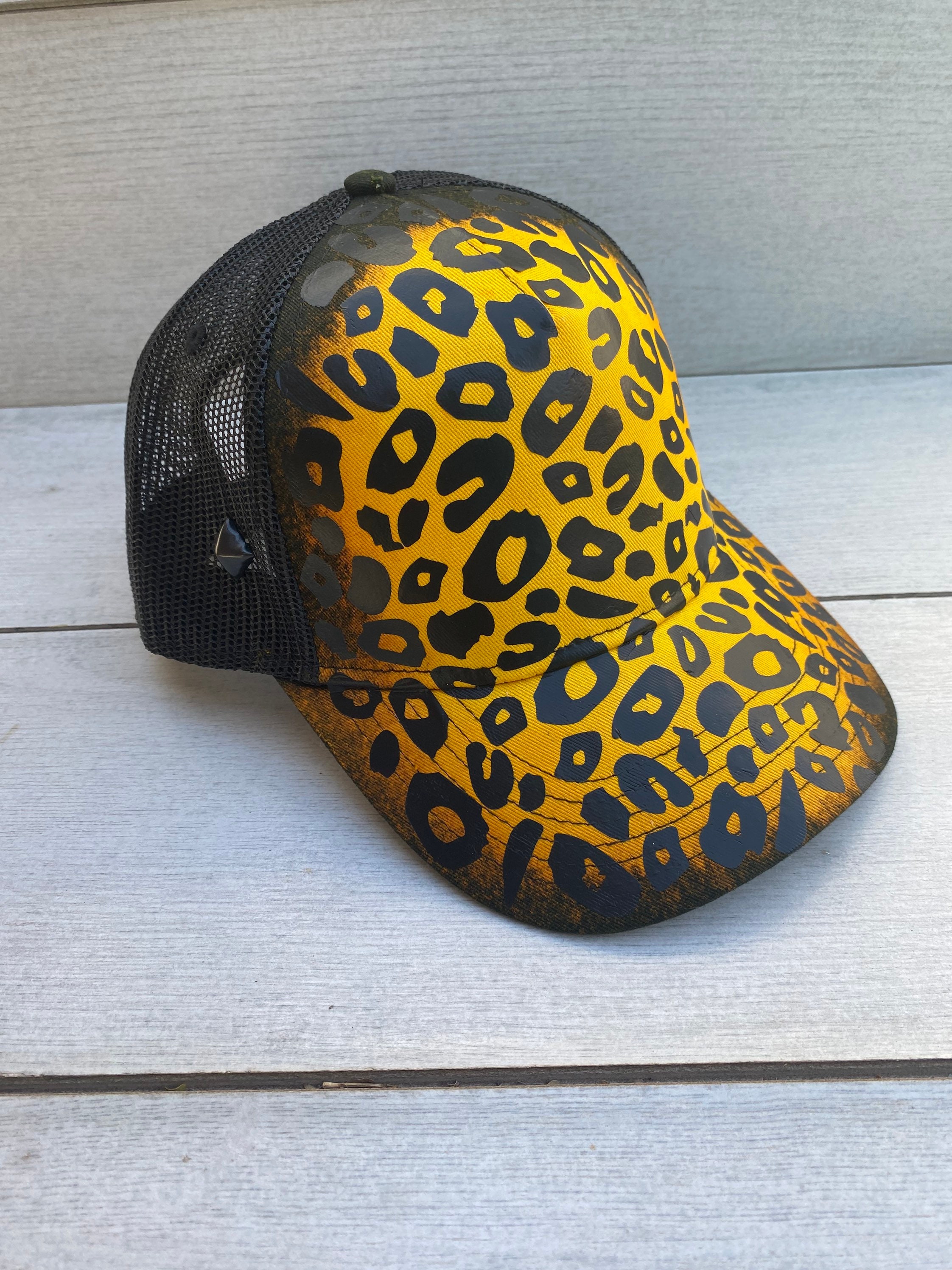 Mustard Yellow Hat with Leopard Accent Big Cat Straw Lifeguard Hat | Leopard Print Straw Hat UPF 50  main image 3
