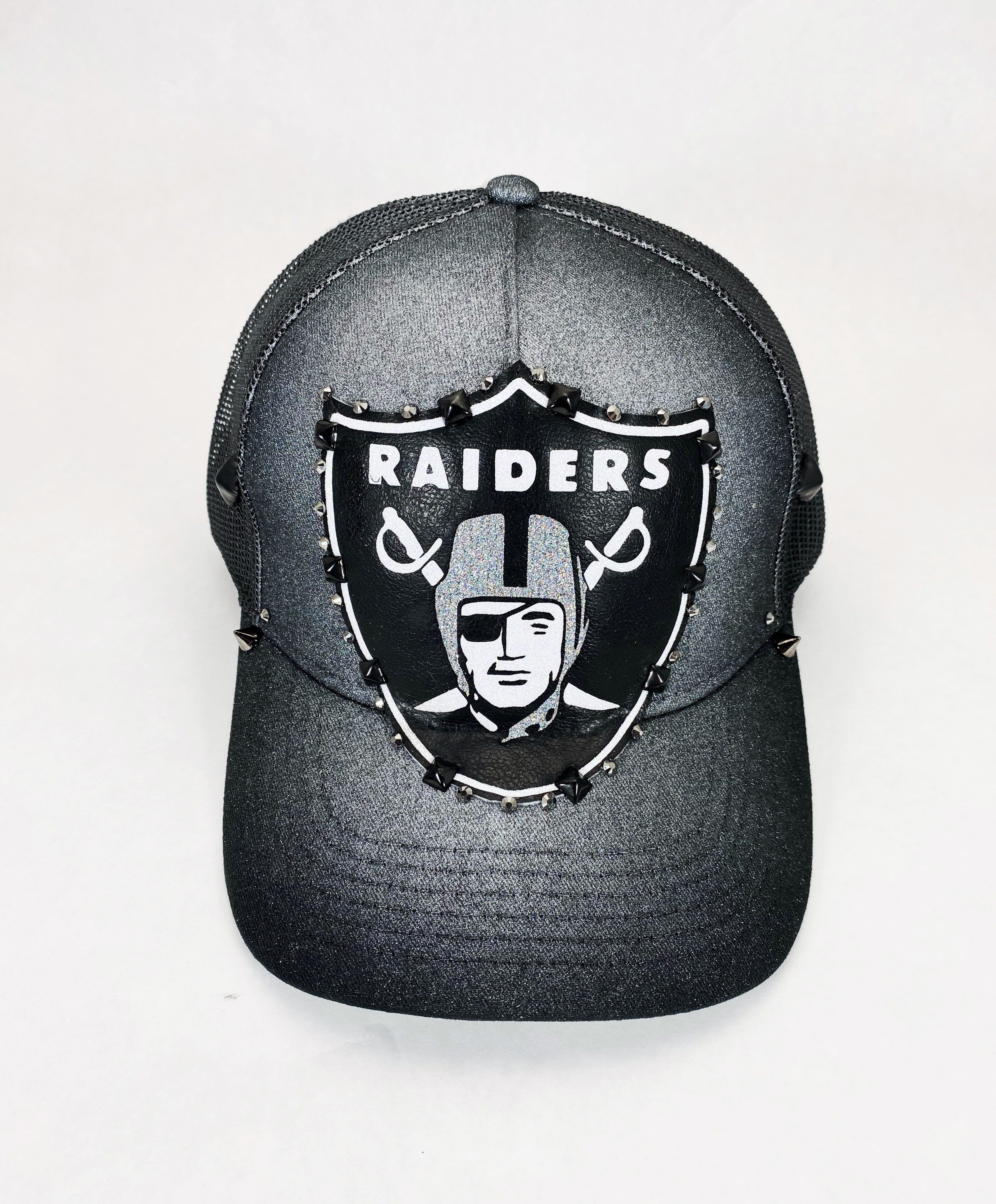 Raiders Airbrushed Glitter Football Snapback Cap | Etsy