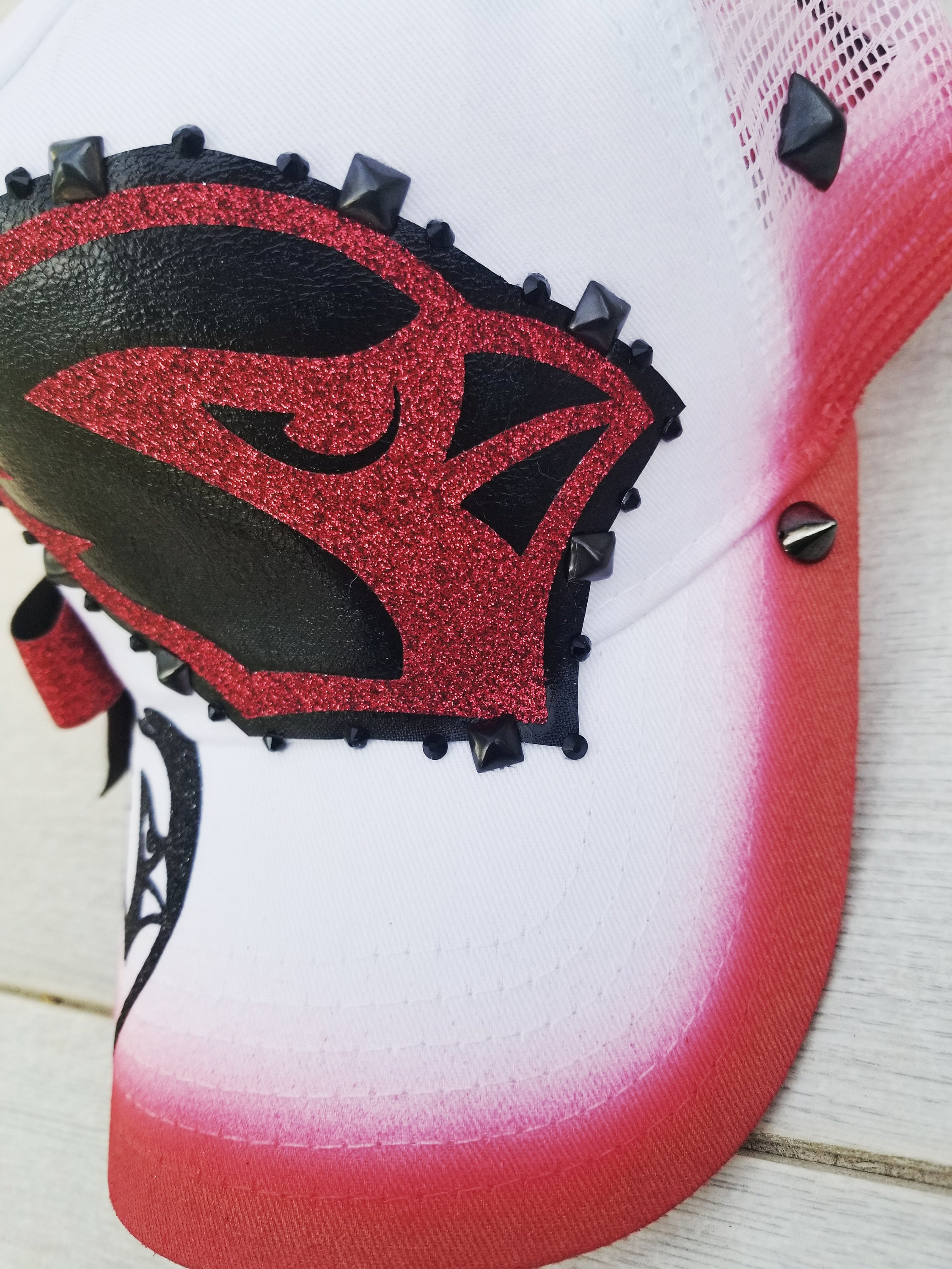 Arizona Cardinals Airbrushed Glitter Football Snapback Cap Etsy