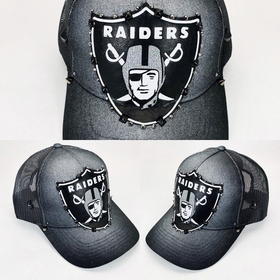 Raiders Airbrushed Glitter Football Snapback Cap | Etsy