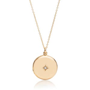 Round Gold Locket Vintage Inspired Star "Maia"