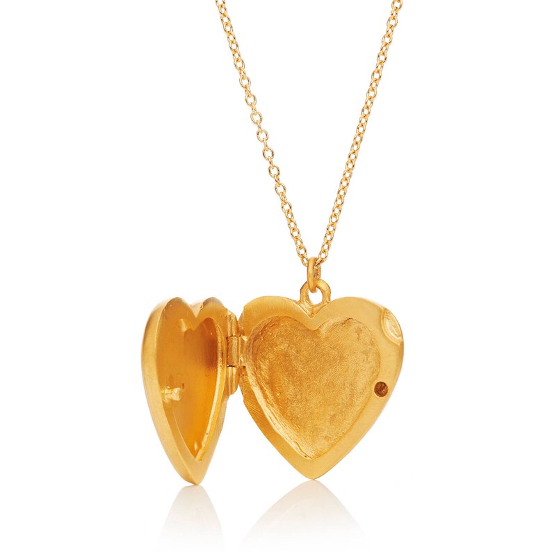Gold Heart Locket Necklace with Crystal Star Matte Gold Locket Necklace Valentine Ready to Shp image 3
