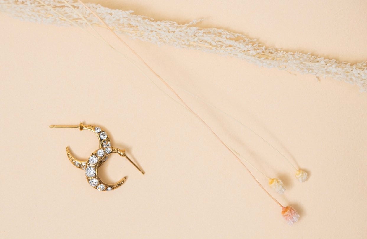 LOKILOKI Orecchini A Cerchio Piccoli Con Cristallo Zircone – Luna E Stelle In Argento 925 Per Donna - 2