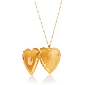 Gold Heart Locket Necklace Vintage Inspired Locket 14k Gold Plated Gift for Her Heart Necklace Photo Locket image 6