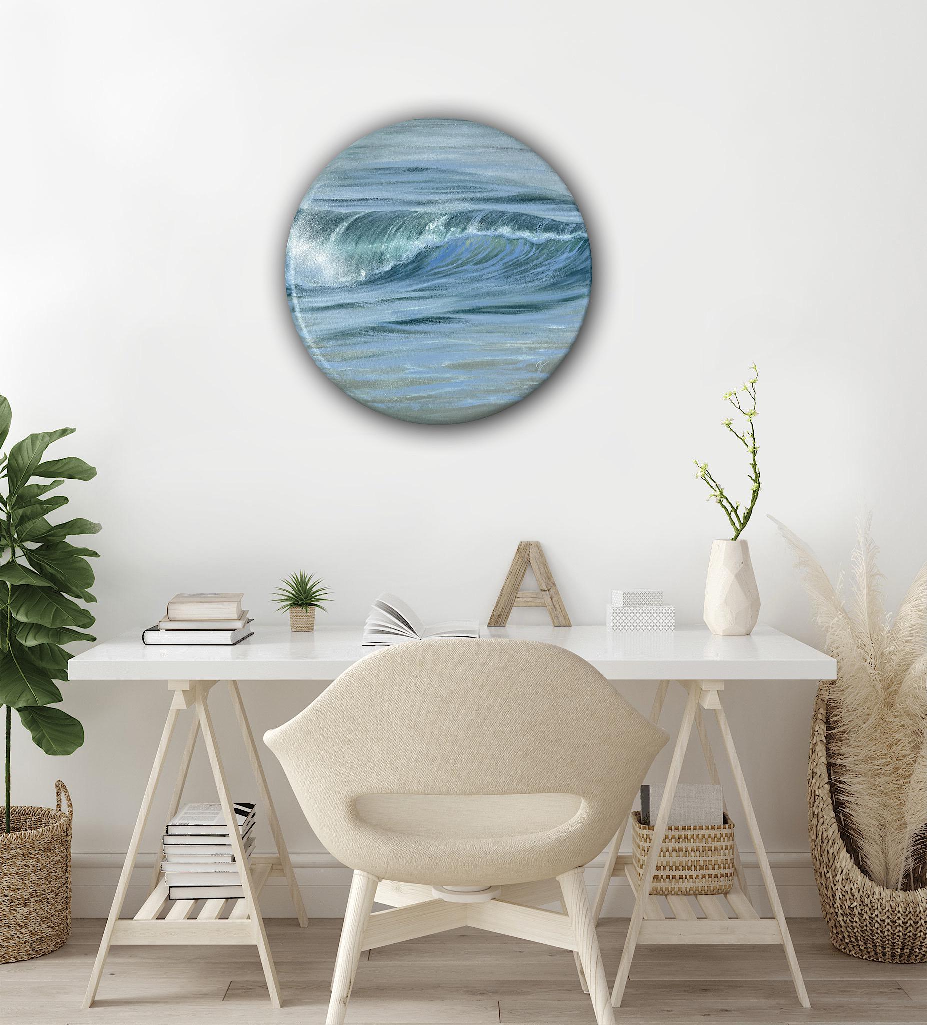 油絵 油彩 油彩画 絵 絵画 円形【丸い海】 【公式通販】