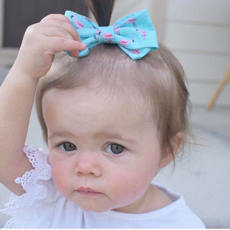 set of 2 nylon headband baby shower gift pineapple sailor bow flamingo accessory Flamingo sailor bow baby girl bows flamingo headband