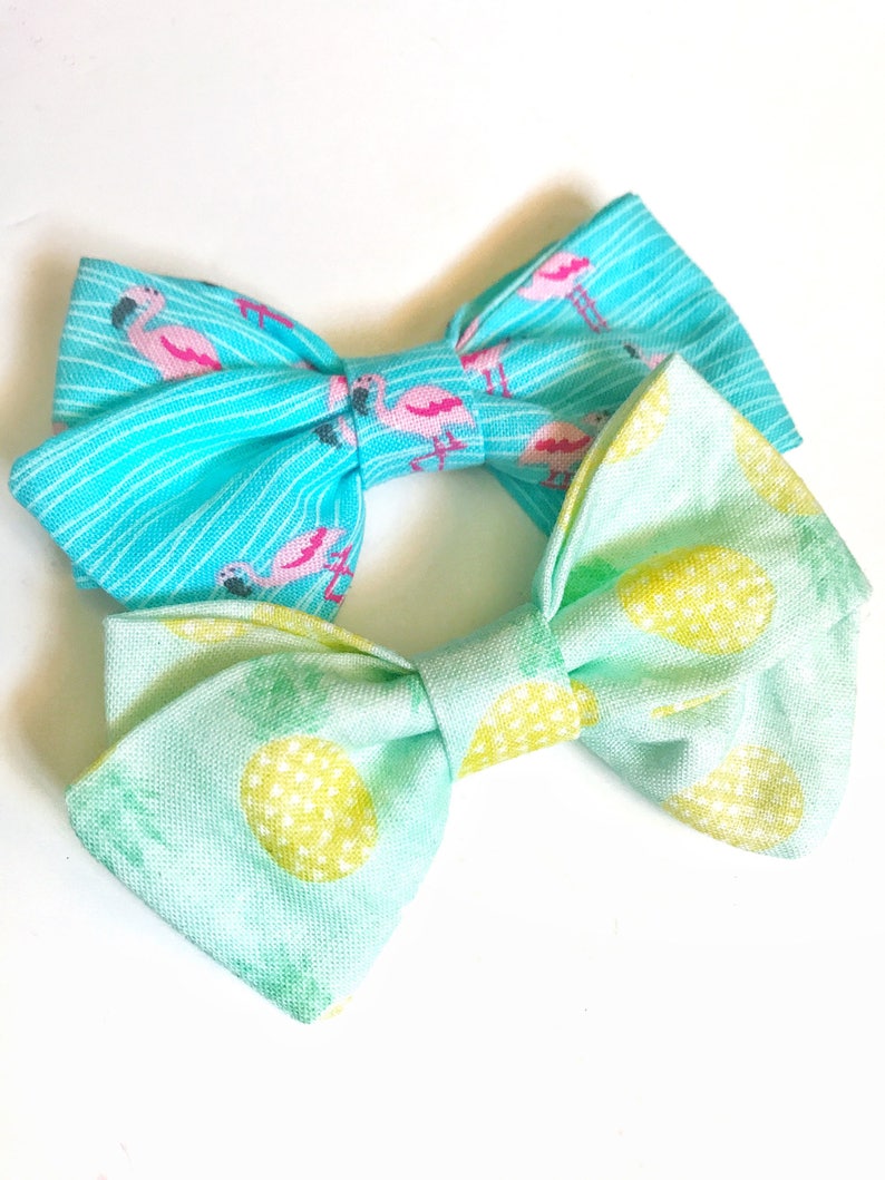 set of 2 nylon headband baby shower gift pineapple sailor bow flamingo accessory Flamingo sailor bow baby girl bows flamingo headband