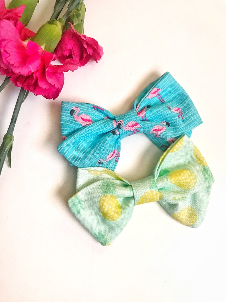 set of 2 nylon headband baby shower gift pineapple sailor bow flamingo accessory Flamingo sailor bow baby girl bows flamingo headband