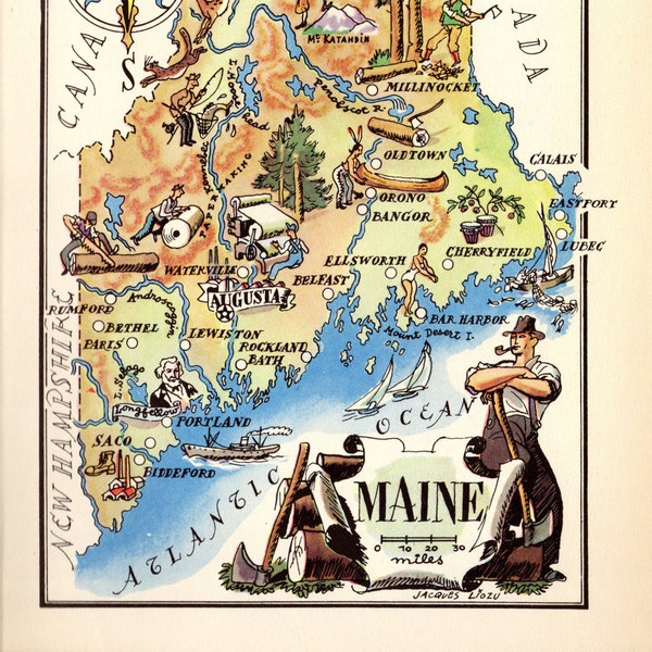 Kennebunkport Map Print Maine Decor Housewarming Gift Wedding Welcome ...