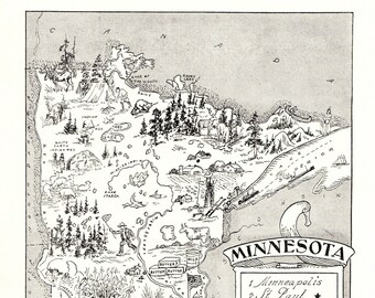1939 Vintage MINNESOTA State Map Antique Map of Minnesota - Etsy