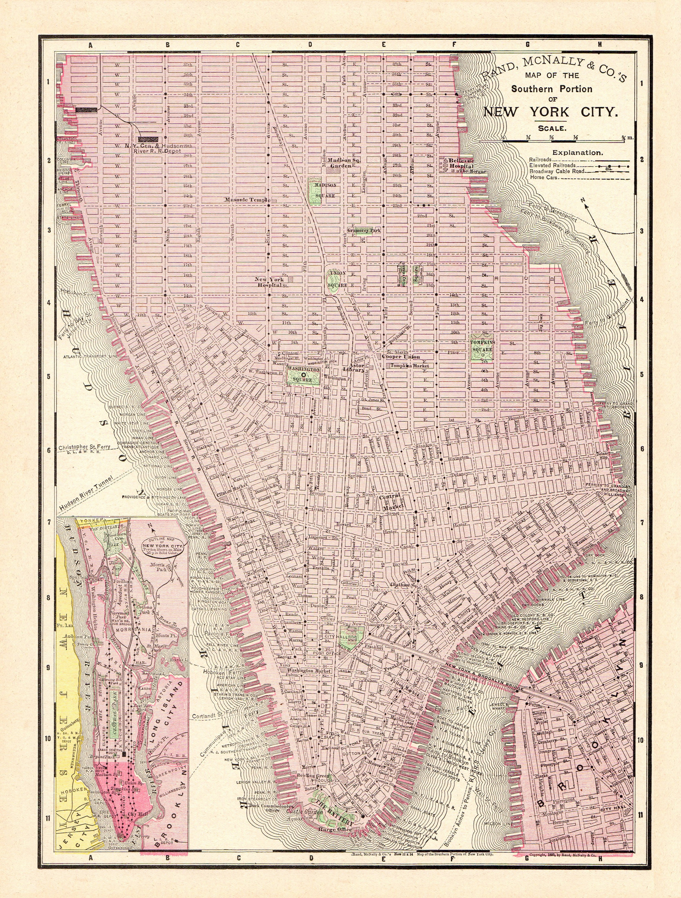 It is a photo of Printable Map of Manhattan for white It is an image of Printable Map of Manhattan for white