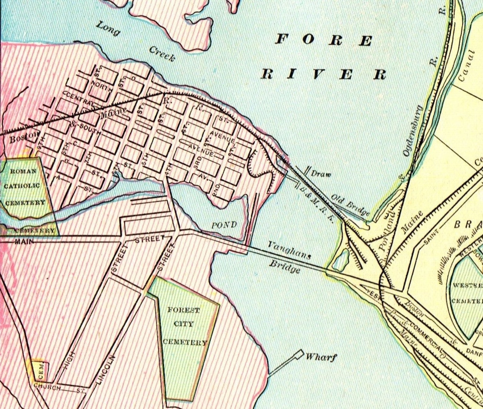 1890 PORTLAND STREET Map Reproduction Print of Portland Maine Etsy