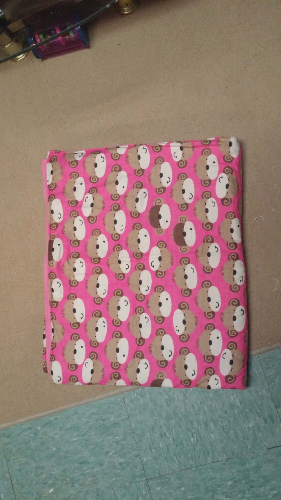 Pink monkey baby blanket Etsy