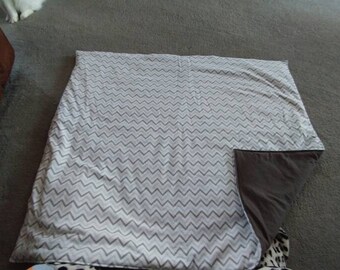 Gray chevron striped blanket