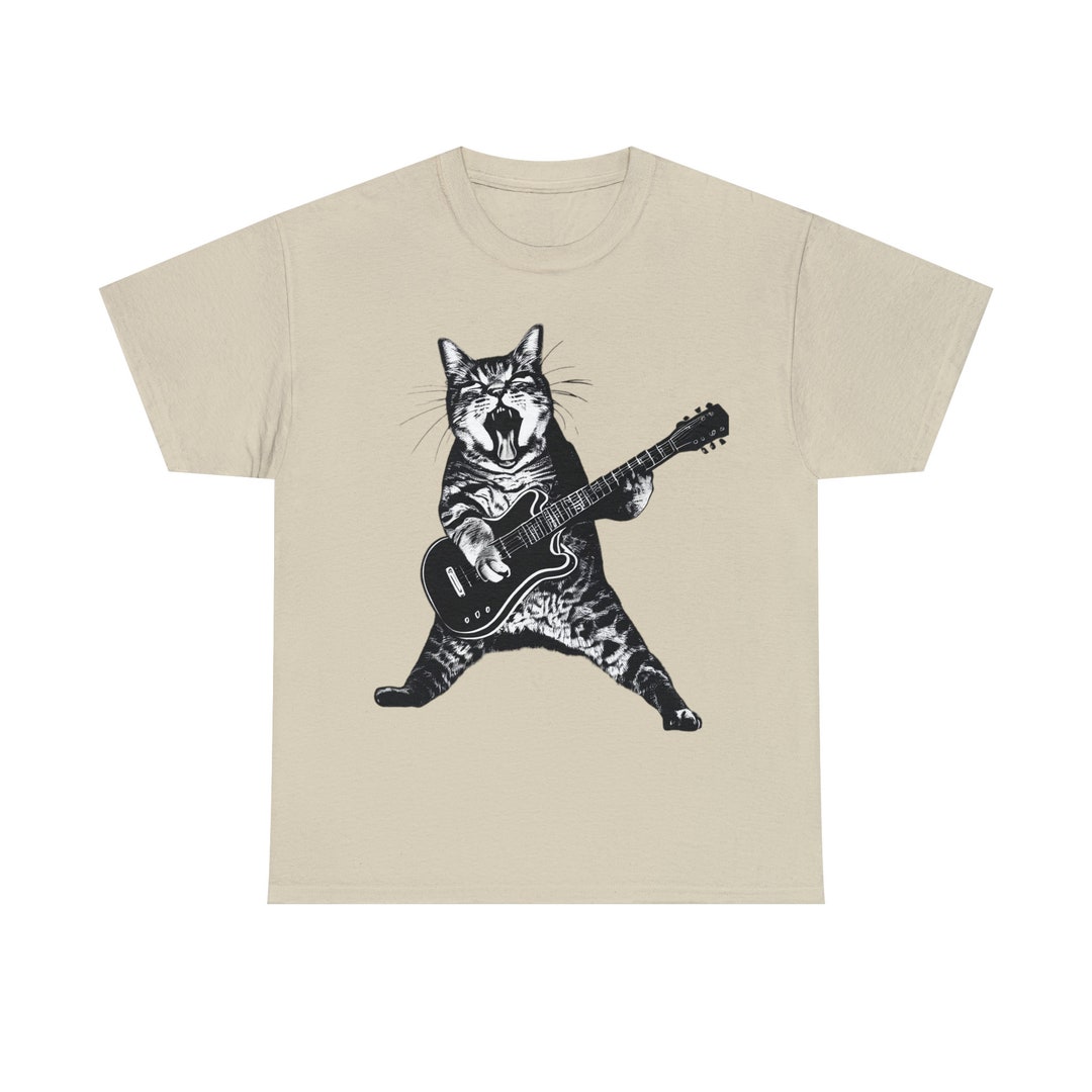 Cat Playing Guitar T-shirt Unisex Cat Playing Guitar Tshirt - Etsy