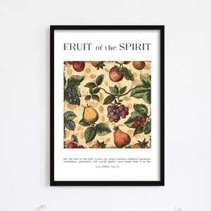 Fruit of the Spirit Wall Art, Scripture Wall Art, Galatians 5:22, Christian Home Decor, Vintage Scripture Print, Bible Wall Art