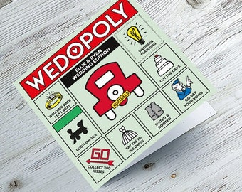 Personalized Wedding Card: Monopoly Game Board Design
