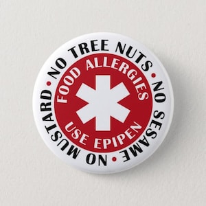 Personalised Food Allergy Badge (Words can be altered to suit your allergy)