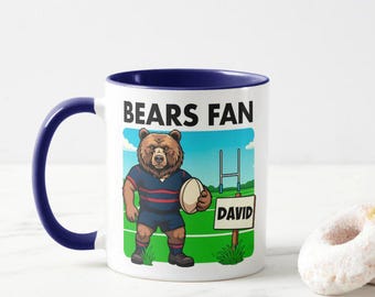 Personalised Rugby Card, Mugs & Coasters - Bears Fan. Ideal Stocking Filler / Teacher Gift.