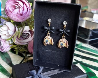 Labrador with bow - Stud Earrings