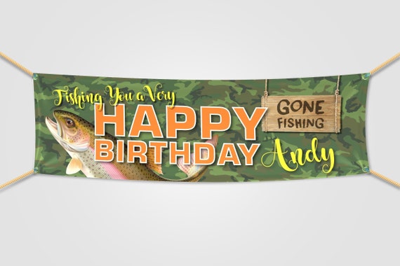 Fishing Birthday Banner Personalised for Your Event. Fishing You a