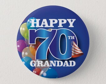 Personalised 70th Birthday Badge / Keyring / Bottle Opener / Magnet