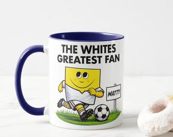 Personalised Whites Fan Football Mugs & Coasters. Ideal Stocking Filler / Teacher Gift.