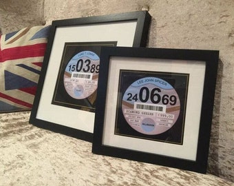 Personalised Car Tax Disc Art Print, Framed Gift