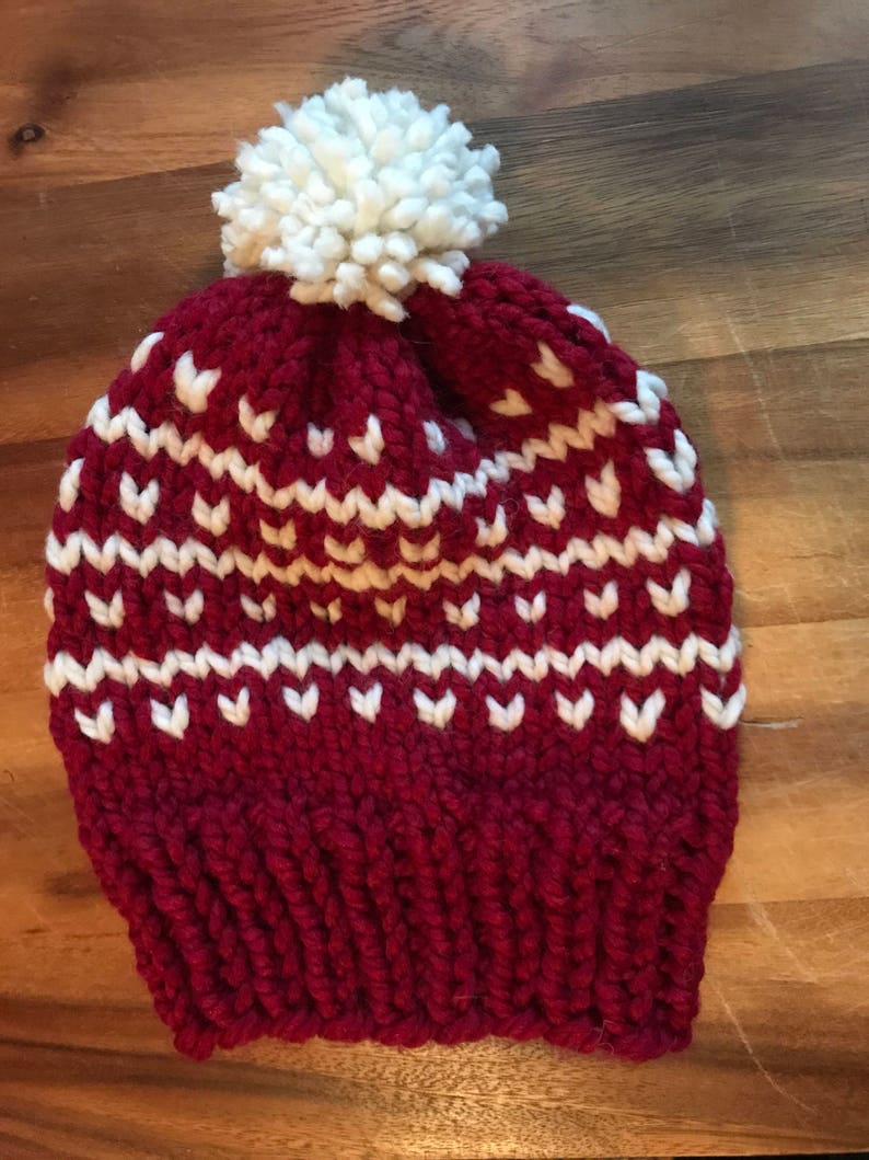 Women/'s adult knit hat adult beanie women/'s winter hat red and white hat
