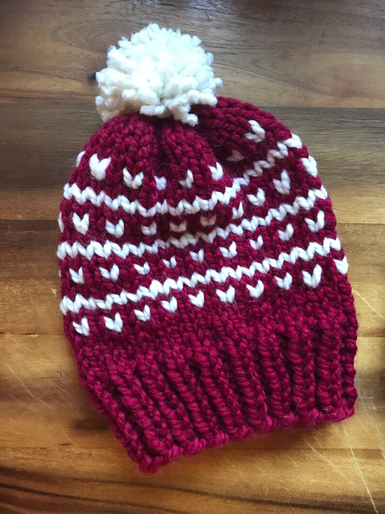 Women/'s adult knit hat adult beanie women/'s winter hat red and white hat