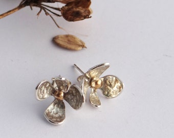 Silver Flower Earrings, Custom Silver Flower Studs