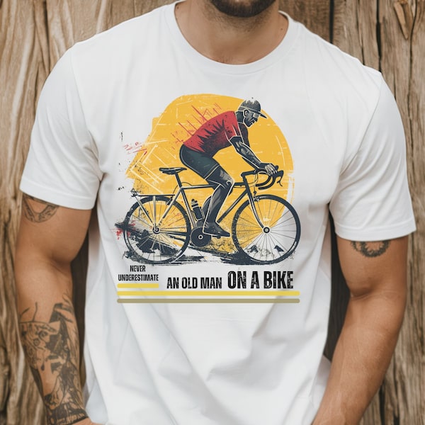 Never Underestimate an old man on a bike, Old Guy Bicycle, Veteran Gift, Veteran Owned, Veteran Shirt,  Cycling Shirt, Cycling Gifts