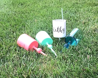 Floating Cocktail Glasses; Spike Cocktail Glass;  Glass with Lid and Straw