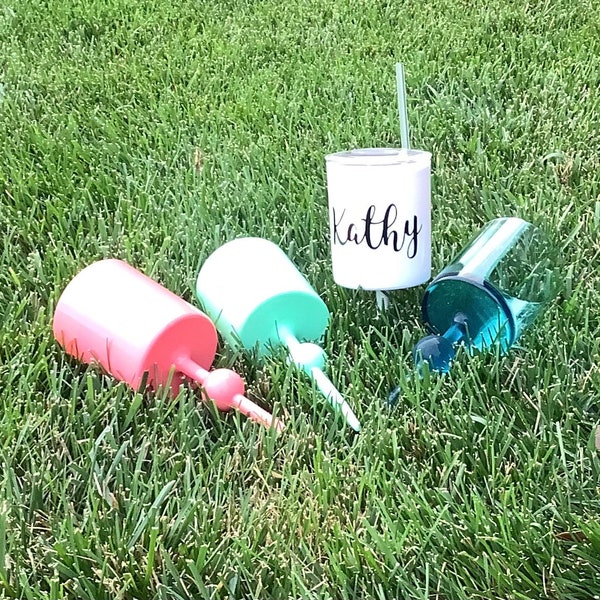 Floating Cocktail Glasses; Spike Cocktail Glass;  Glass with Lid and Straw