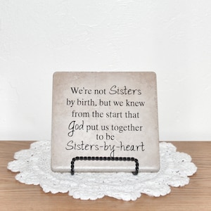 Sisters By Heart Sister In Law Gift, Home Decor, Inspirational Tile, Decorative Tile